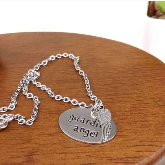 Guardian Angel Silver tone necklace 17" long - Picture 1 of 3